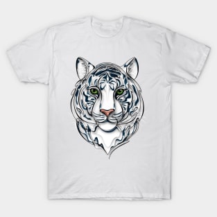 Continuous Line White Tiger Portrait. 2022 New Year Symbol by Chinese Horoscope T-Shirt